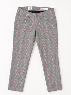 GAP Signature Skinny Ankle Plaid Dress Pants Women's Size 4 Gray Pink Windowpane